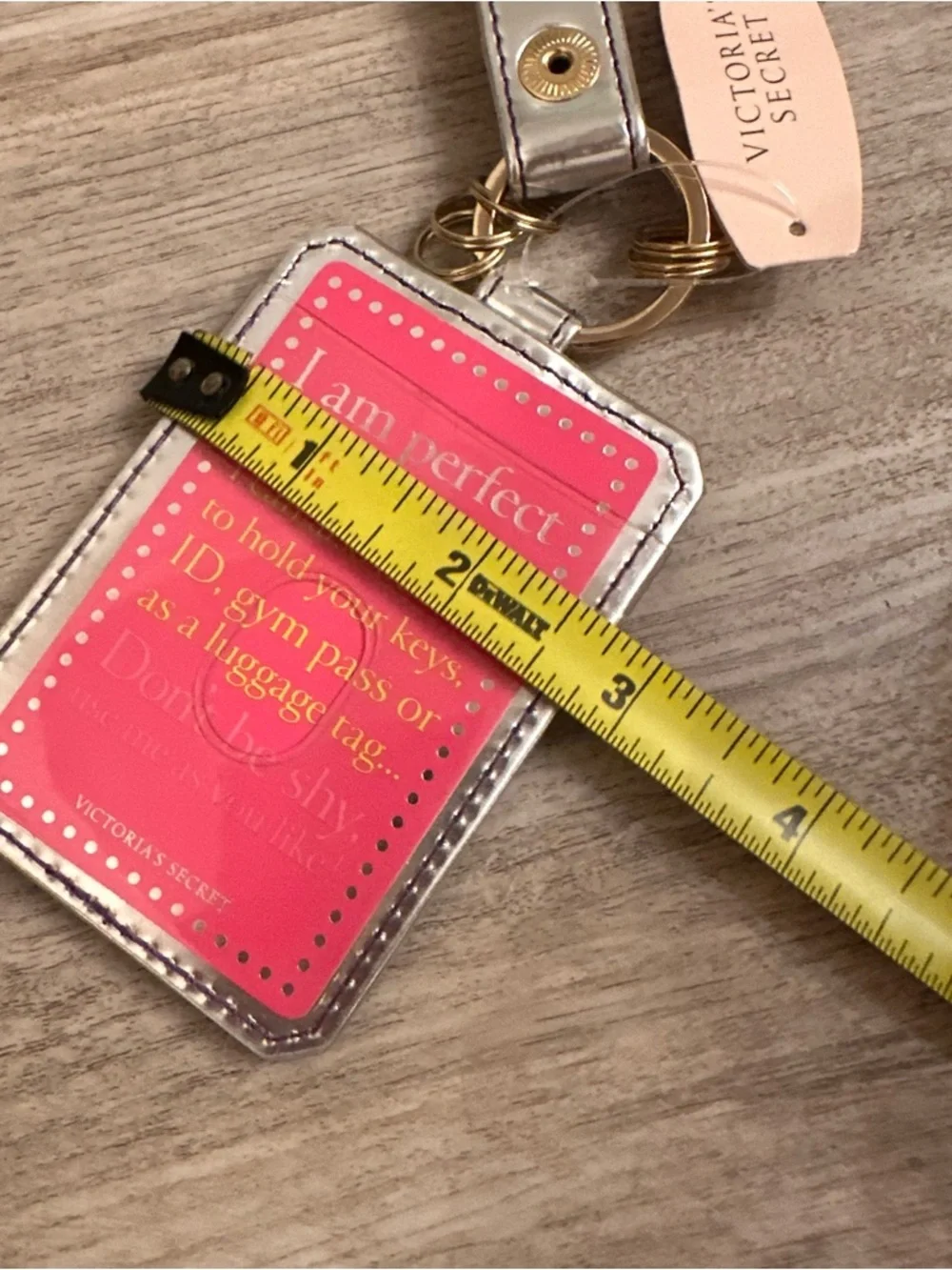NWT Victoria’s Secret Pink/Gild/Silver ID Keychain Wristlet Holder Luggage tag